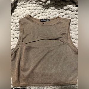 Brown boohoo cut out top